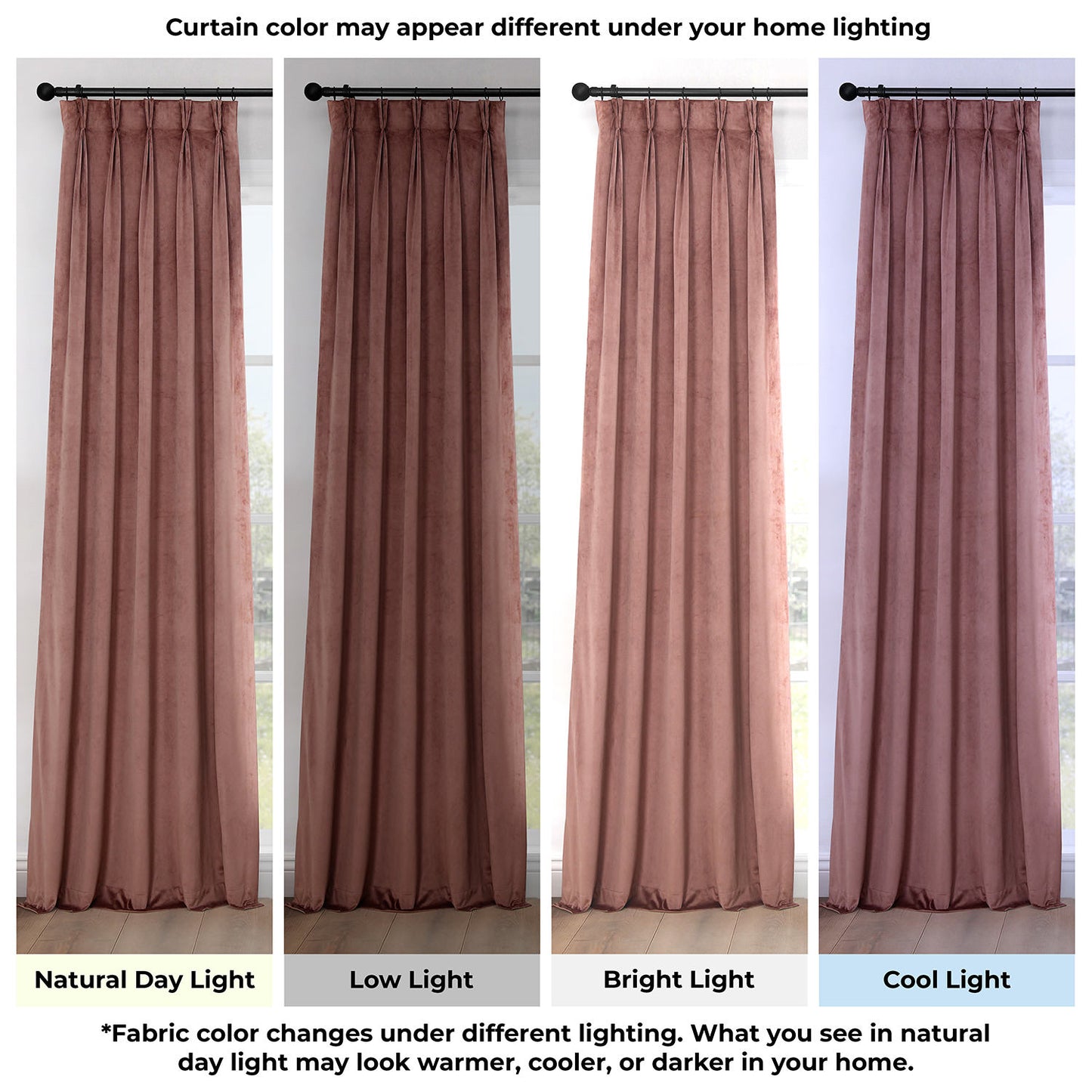 Wild Rose Pinch Pleat Heritage Plush Velvet Room Darkening Curtain