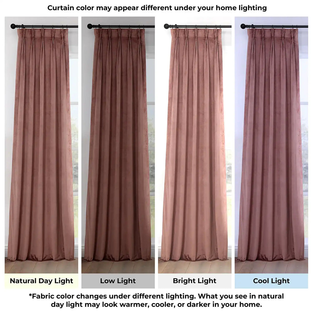 Wild Rose Pinch Pleat Heritage Plush Velvet Room Darkening Curtain