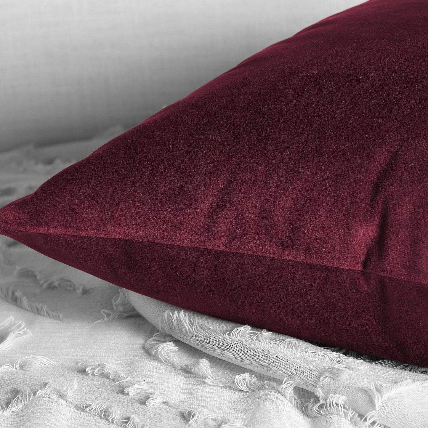 Dark Merlot Heritage Plush Velvet Cushion Covers - Pair - HalfPriceDrapes.com
