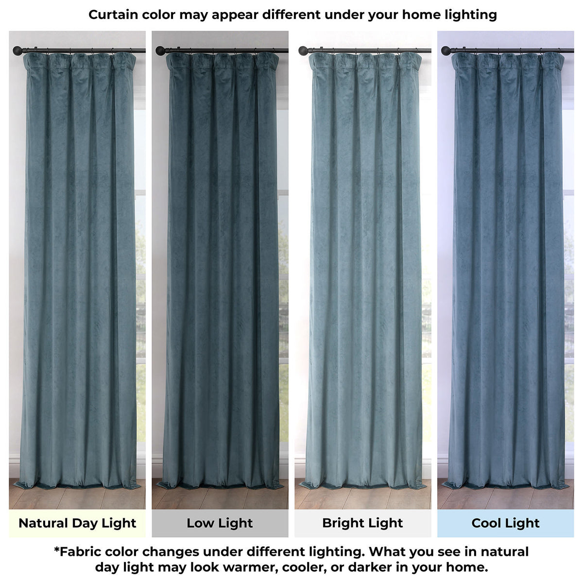 London Blue Heritage Plush Velvet Room Darkening Curtain