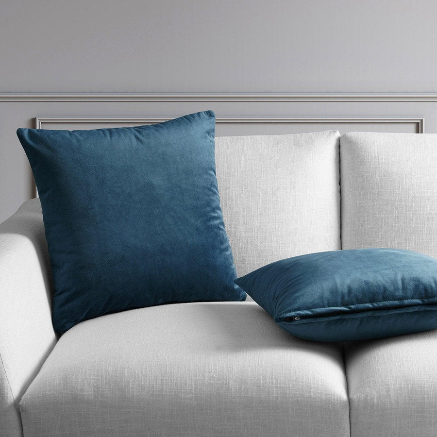 Avalon Blue Heritage Plush Velvet Cushion Covers - Pair - HalfPriceDrapes.com