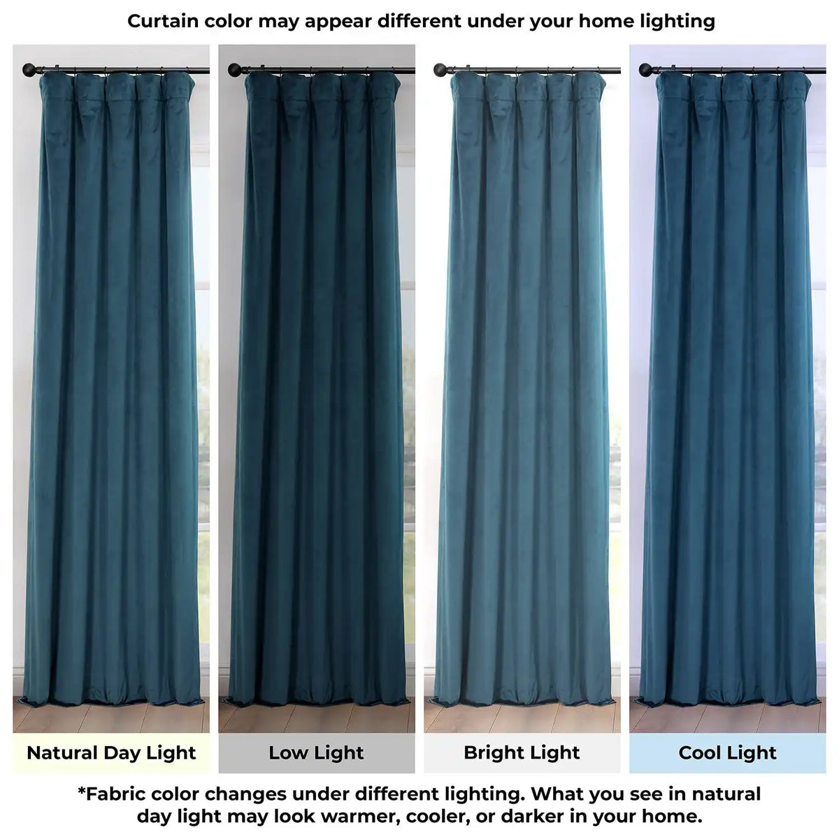 Avalon Blue Extra Wide Heritage Plush Velvet Room Darkening Curtain