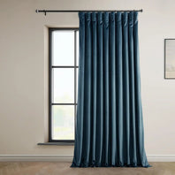 Avalon Blue Extra Wide Heritage Plush Velvet Curtain - HalfPriceDrapes.com
