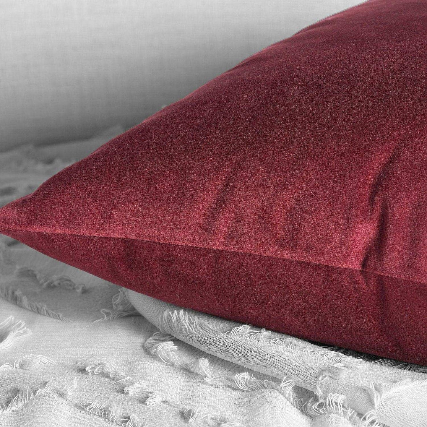 Cinema Red Heritage Plush Velvet Cushion Covers - Pair - HalfPriceDrapes.com