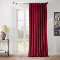 Cinema Red Extra Wide Heritage Plush Velvet Room Darkening Curtain