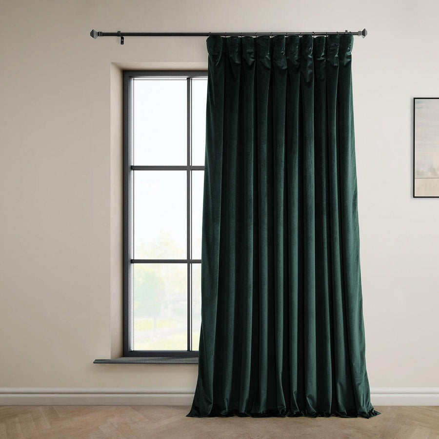 Forestry Green Extra Wide Heritage Plush Velvet Curtain - HalfPriceDrapes.com