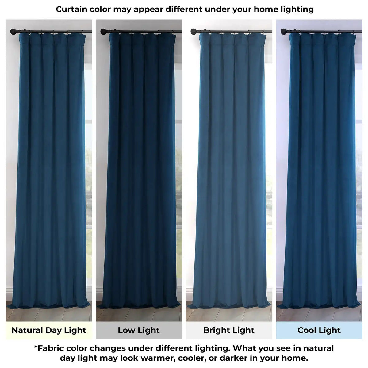 Eternal Blue Heritage Plush Velvet Room Darkening Curtain