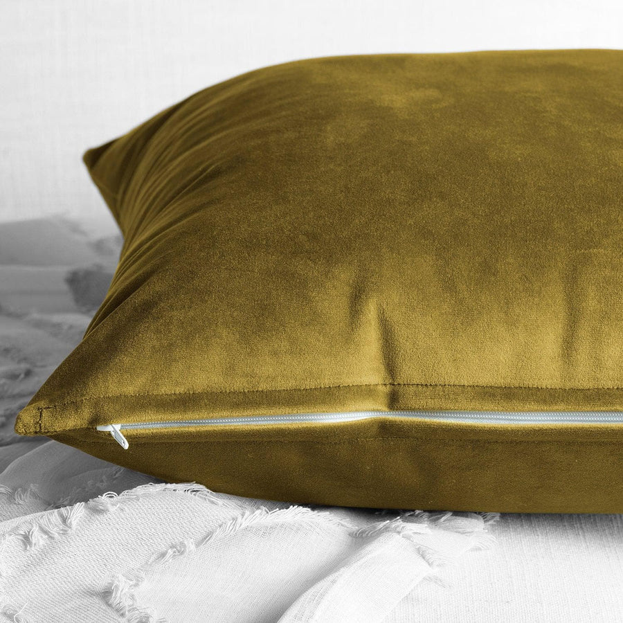 Peat Green Heritage Plush Velvet Cushion Covers - Pair - HalfPriceDrapes.com