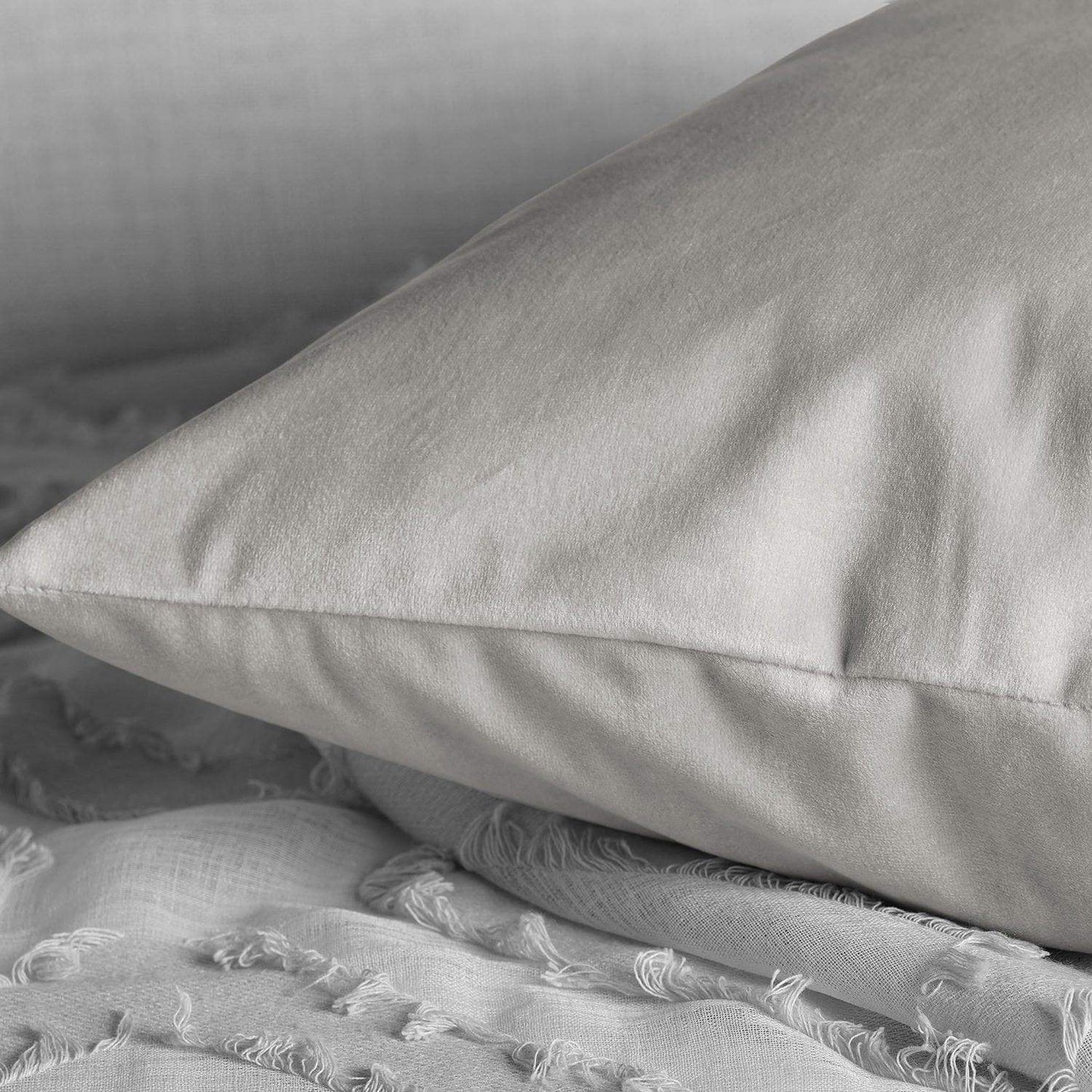 City Grey Heritage Plush Velvet Cushion Covers - Pair - HalfPriceDrapes.com