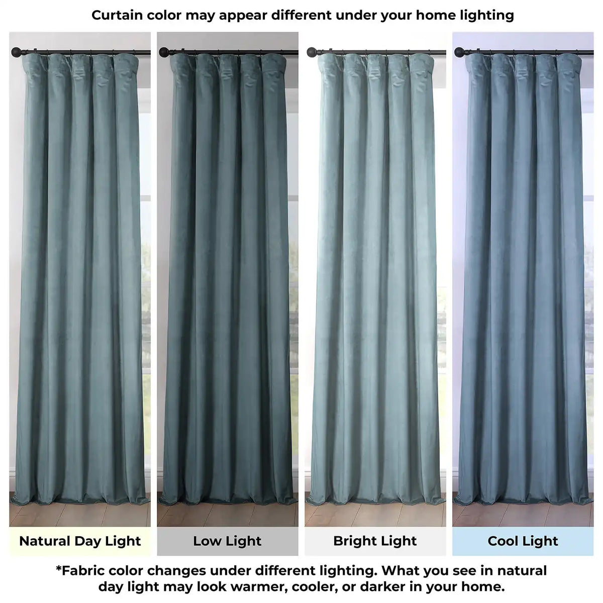 Denmark Blue Heritage Plush Velvet Room Darkening Curtain