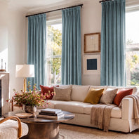 Denmark Blue Heritage Plush Velvet Room Darkening Curtain