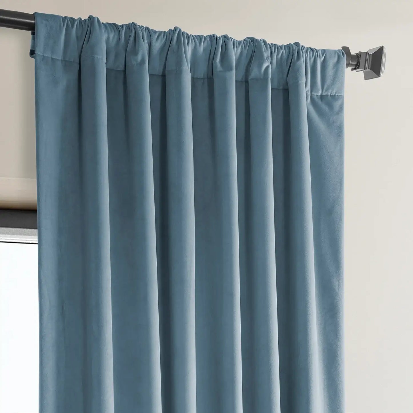 Denmark Blue Heritage Plush Velvet Custom Curtain
