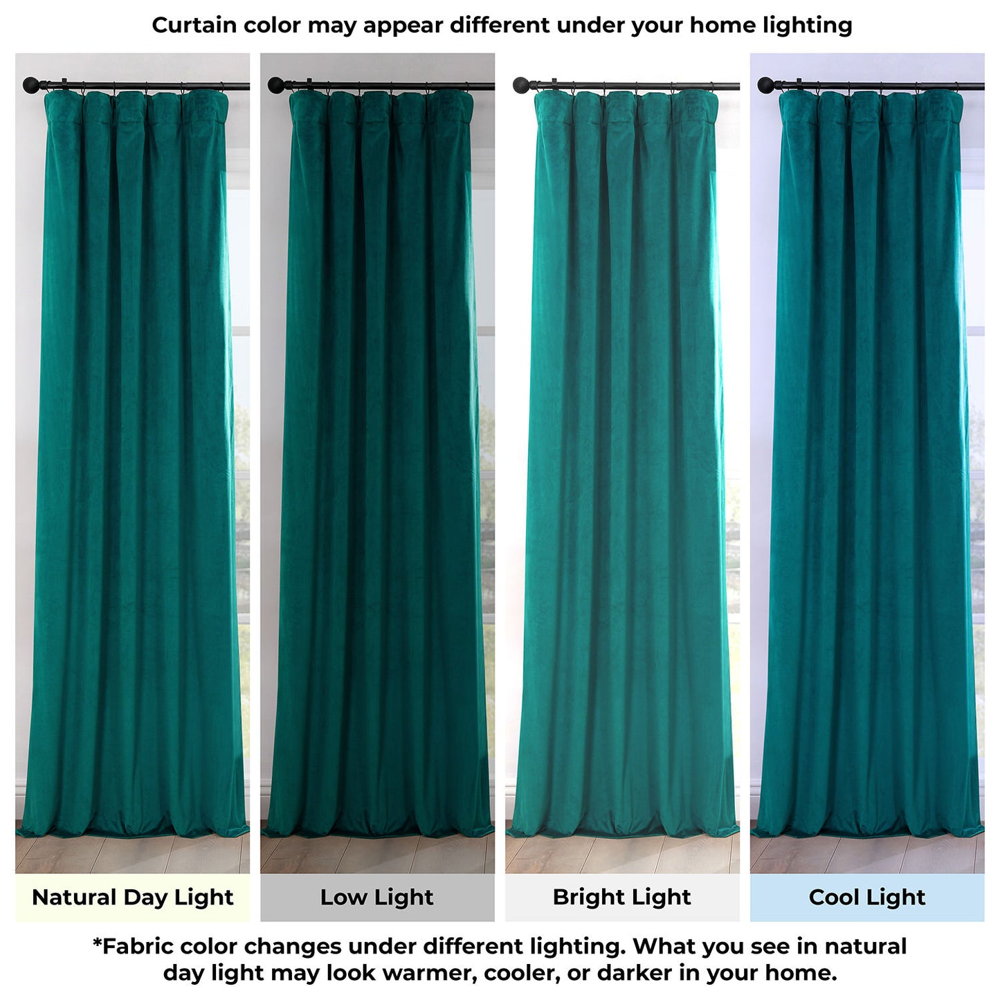 Deep Sea Teal Heritage Plush Velvet Room Darkening Curtain