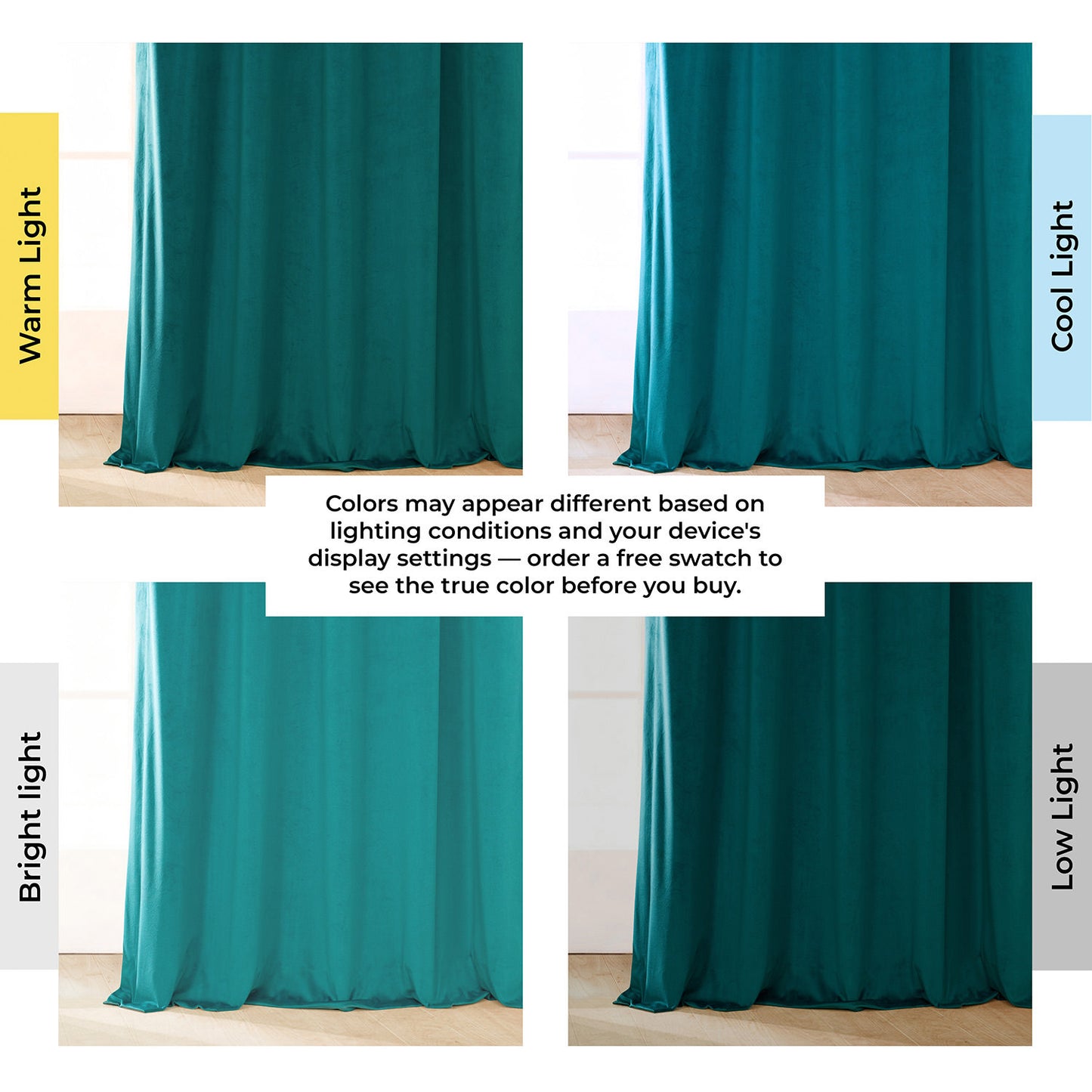 Deep Sea Teal Heritage Plush Velvet Room Darkening Curtain