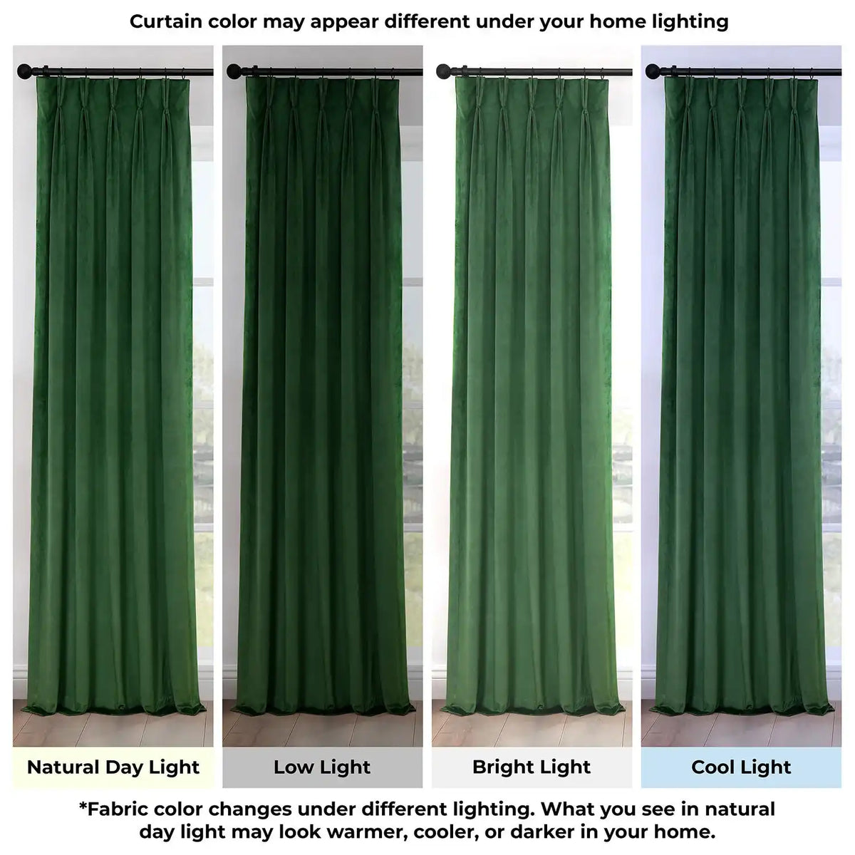 Eden Green Pinch Pleat Heritage Plush Velvet Room Darkening Curtain