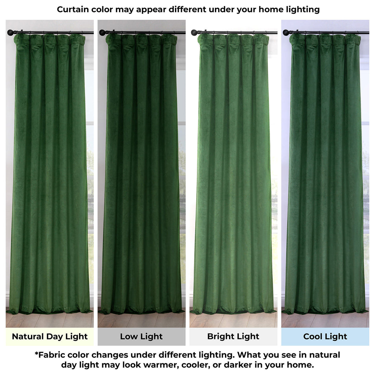 Eden Green Heritage Plush Velvet Room Darkening Curtain
