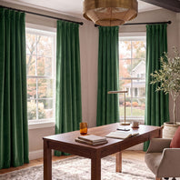 Eden Green Heritage Plush Velvet Room Darkening Curtain