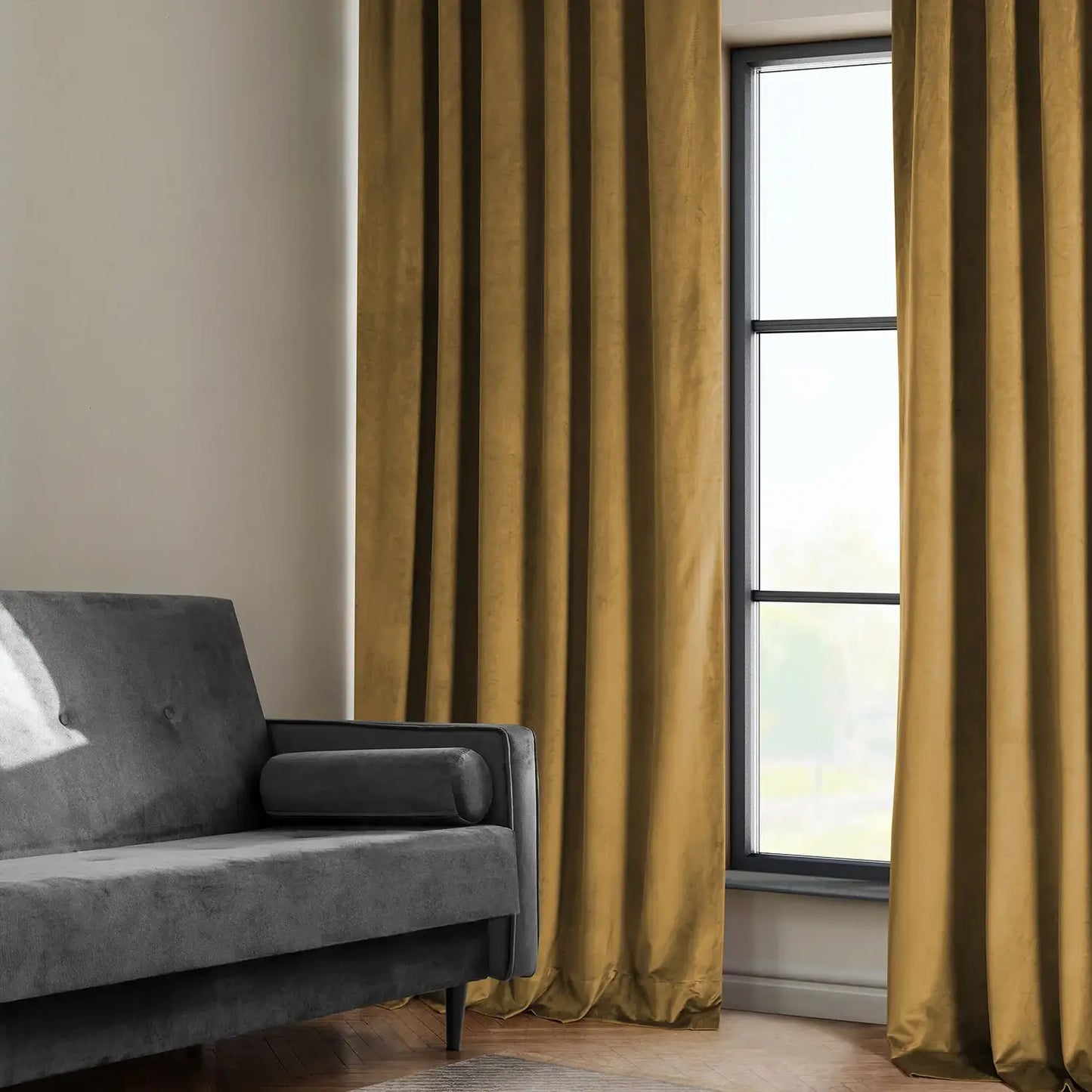 Retro Gold Heritage Plush Velvet Custom Curtain