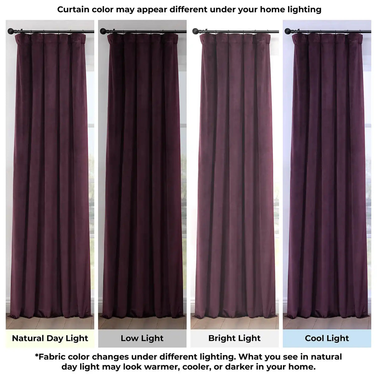 Winter Plum Heritage Plush Velvet Room Darkening Curtain