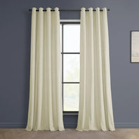 Au Lait Crème Grommet Heritage Plush Velvet Curtain - HalfPriceDrapes.com