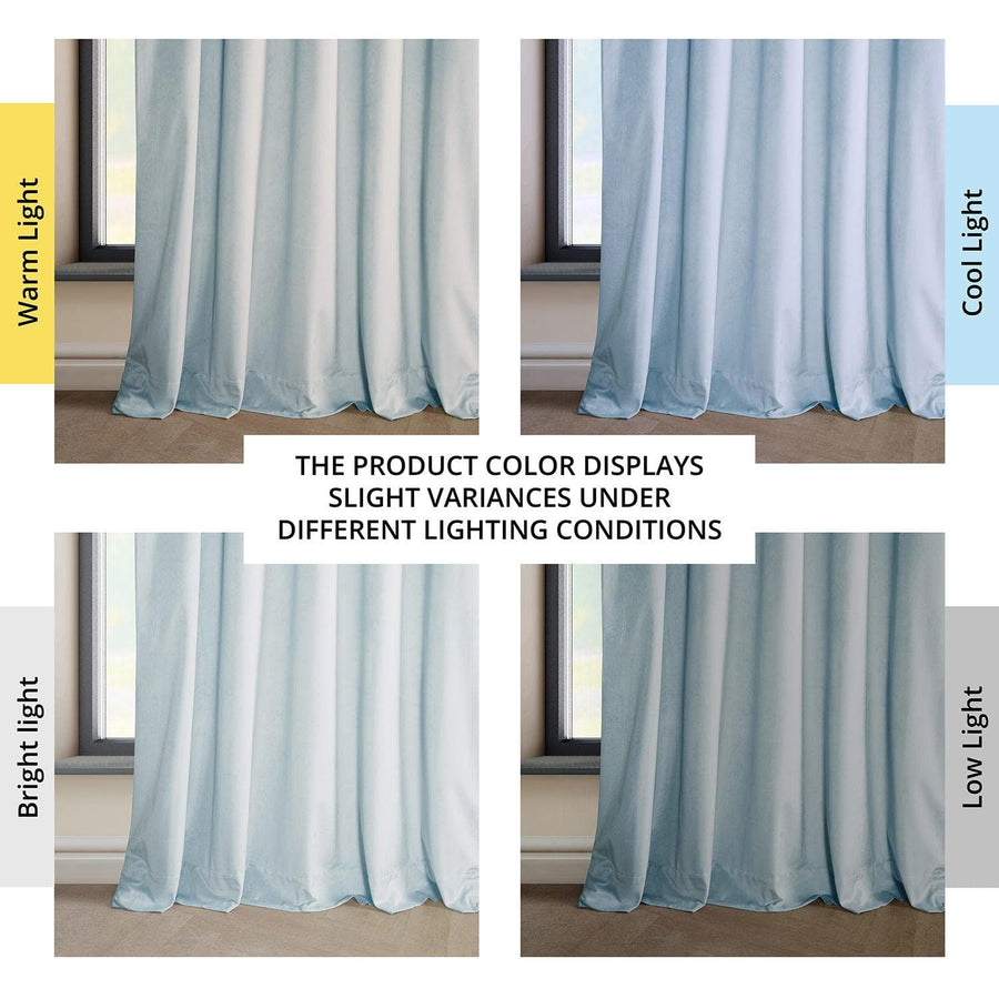 Aquarius Blue French Pleat Heritage Plush Velvet Curtain - HalfPriceDrapes.com