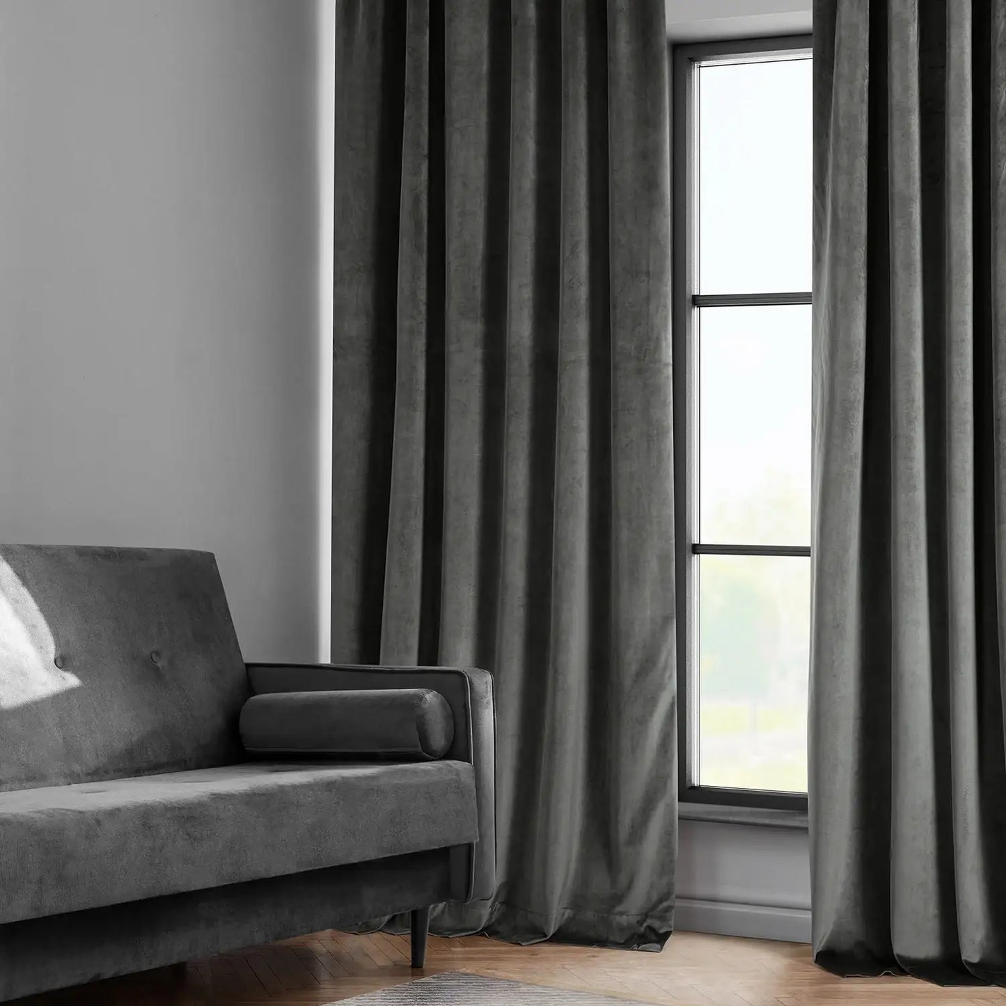 Pepper Grey Heritage Plush Velvet Custom Curtain