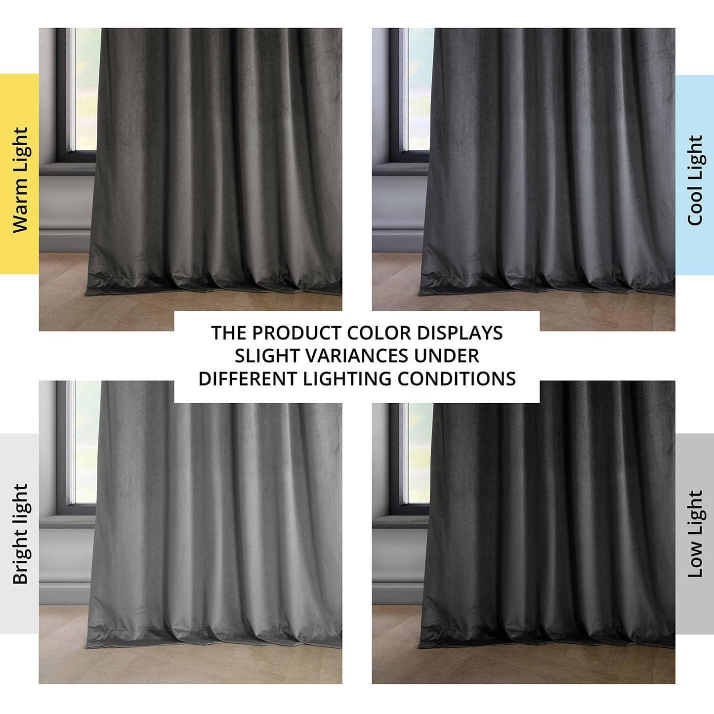 Pepper Grey Heritage Plush Velvet Curtain - HalfPriceDrapes.com