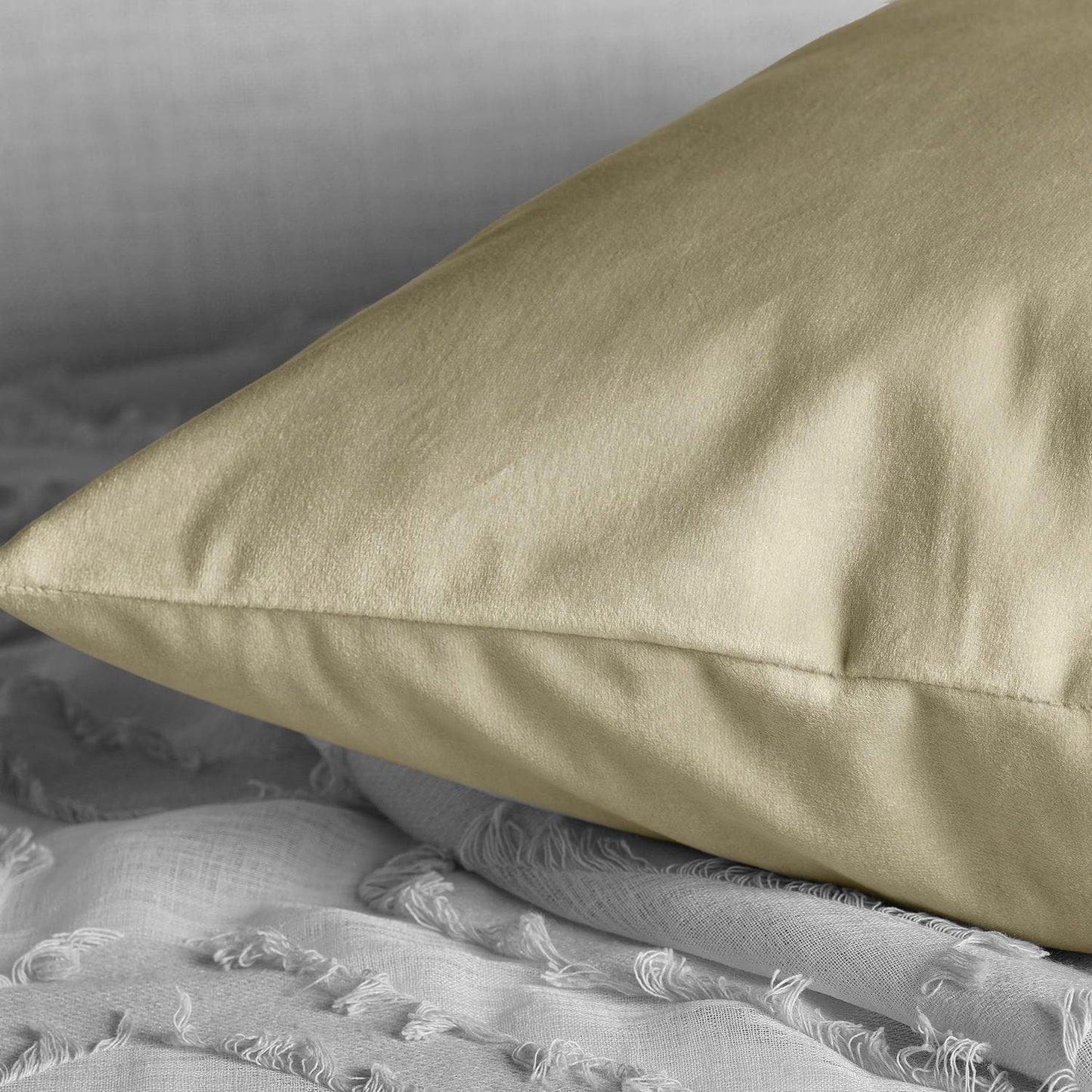 Macchiato Beige Heritage Plush Velvet Cushion Covers - Pair - HalfPriceDrapes.com
