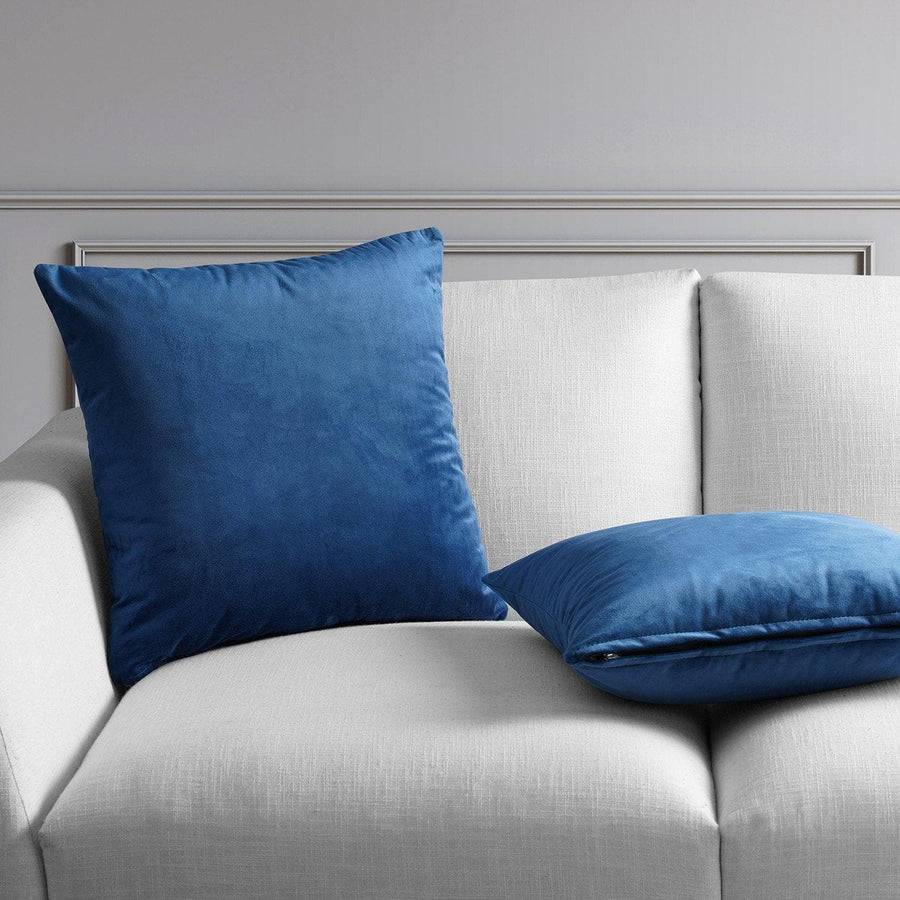 Pisces Blue Heritage Plush Velvet Cushion Covers - Pair - HalfPriceDrapes.com