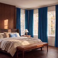 Pisces Blue Heritage Plush Velvet Room Darkening Curtain