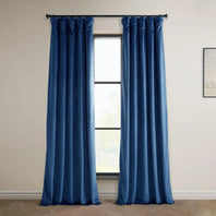 Pisces Blue Heritage Plush Velvet Curtain - HalfPriceDrapes.com