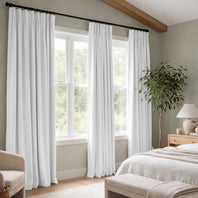 White Heritage Plush Velvet Custom Curtain