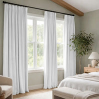 White Heritage Plush Velvet Custom Curtain