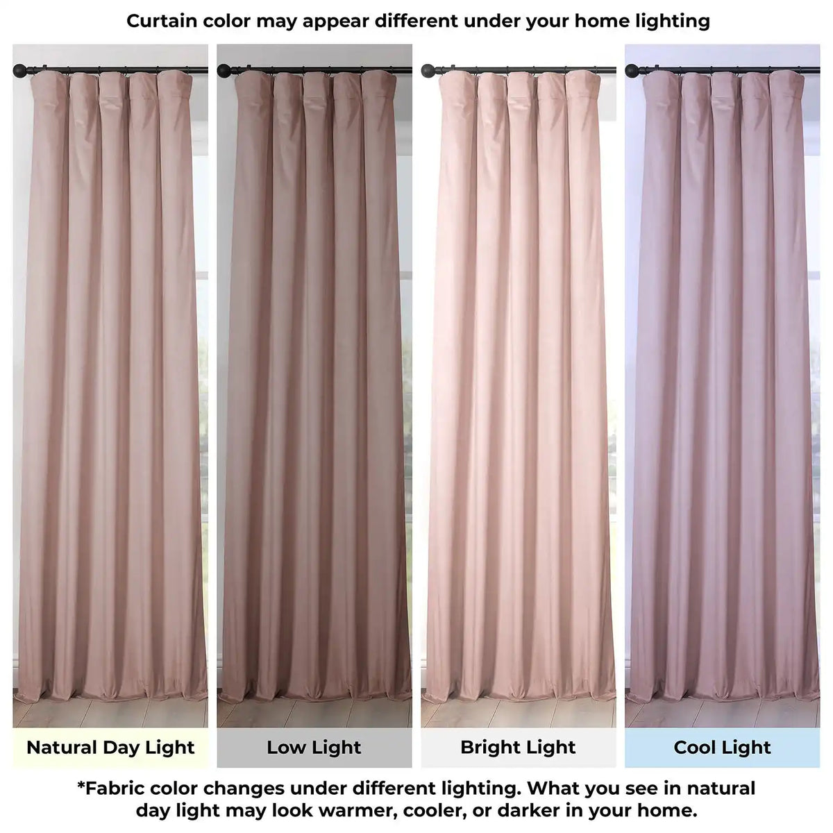 Light Pink Heritage Plush Velvet Room Darkening Curtain