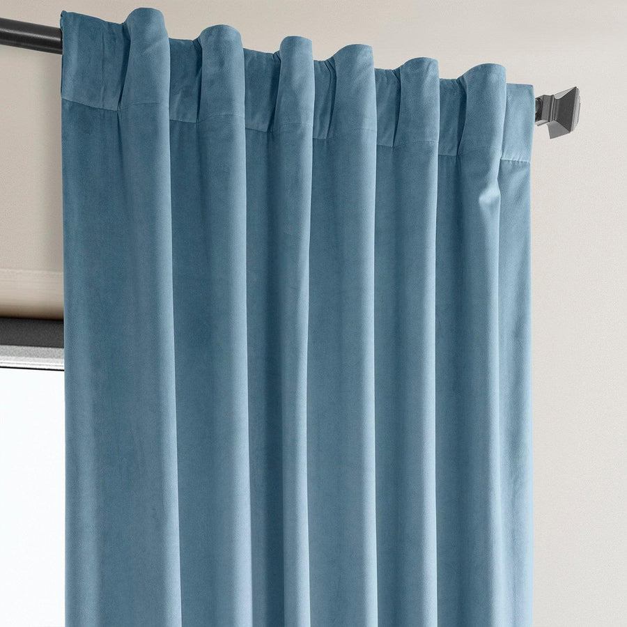 Light Blue Heritage Plush Velvet Curtain - HalfPriceDrapes.com