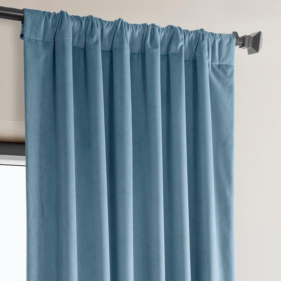 Light Blue Heritage Plush Velvet Curtain - HalfPriceDrapes.com