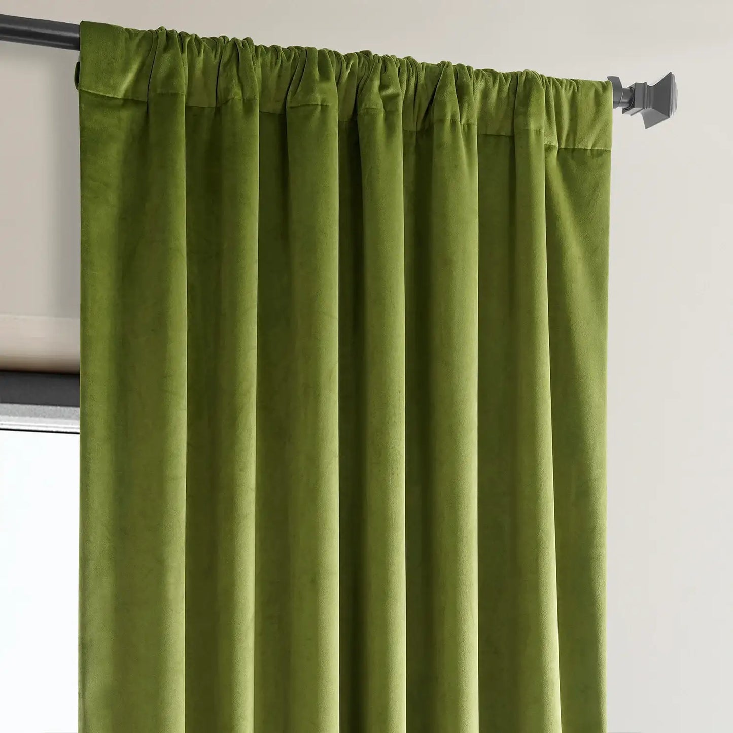 Dark Yellow Green Heritage Plush Velvet Custom Curtain