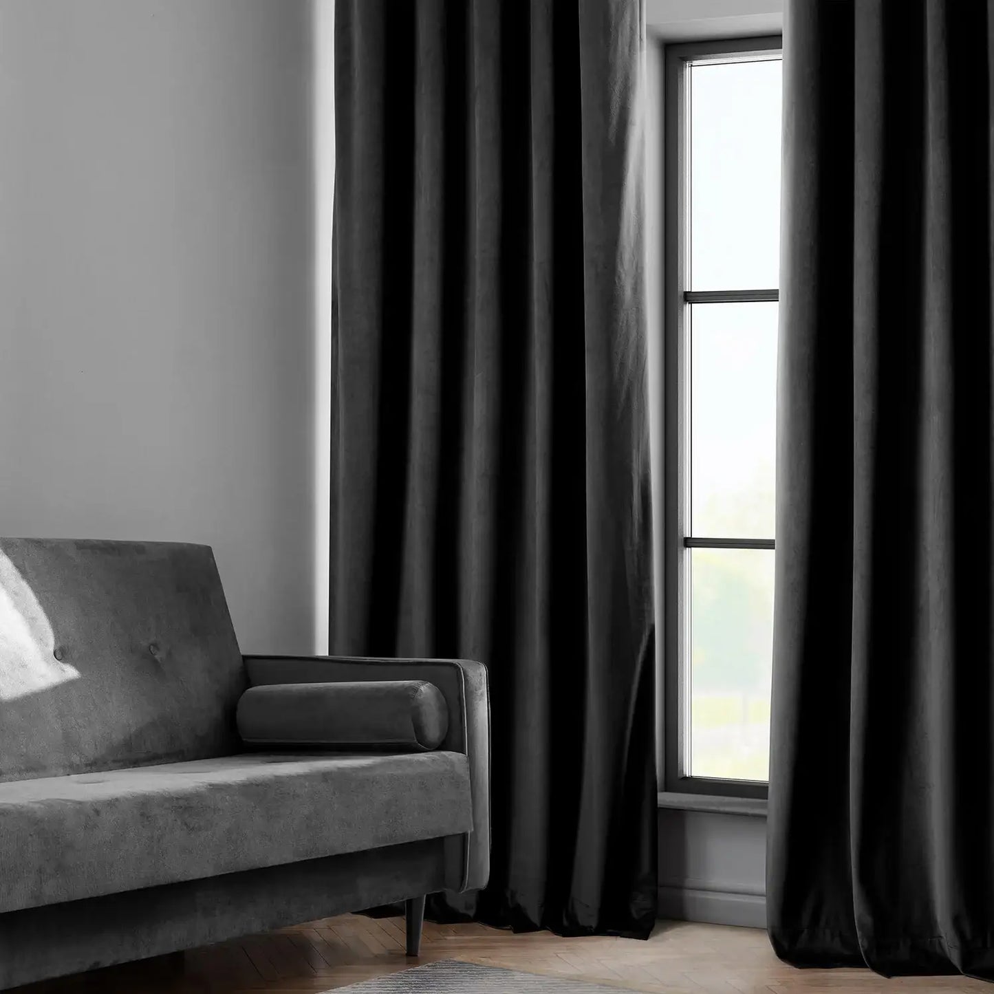 Black Heritage Plush Velvet Custom Curtain