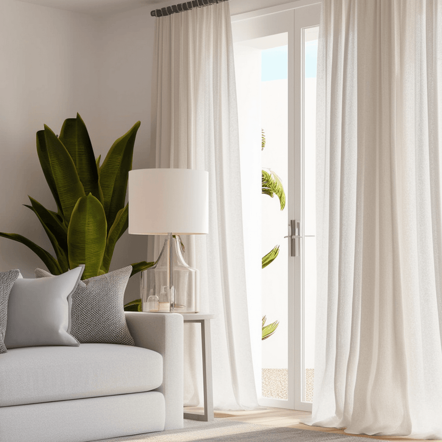 Gardenia Textured Faux Linen Sheer Custom Curtain - HalfPriceDrapes.com