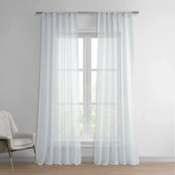 Aspen White Textured Faux Linen Sheer Curtain - HalfPriceDrapes.com