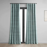 Mood Blue Textured Dupioni Silk Curtain - HalfPriceDrapes.com