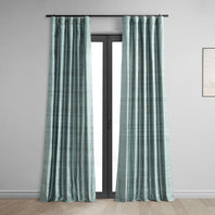 Mood Blue Textured Dupioni Silk Curtain - HalfPriceDrapes.com