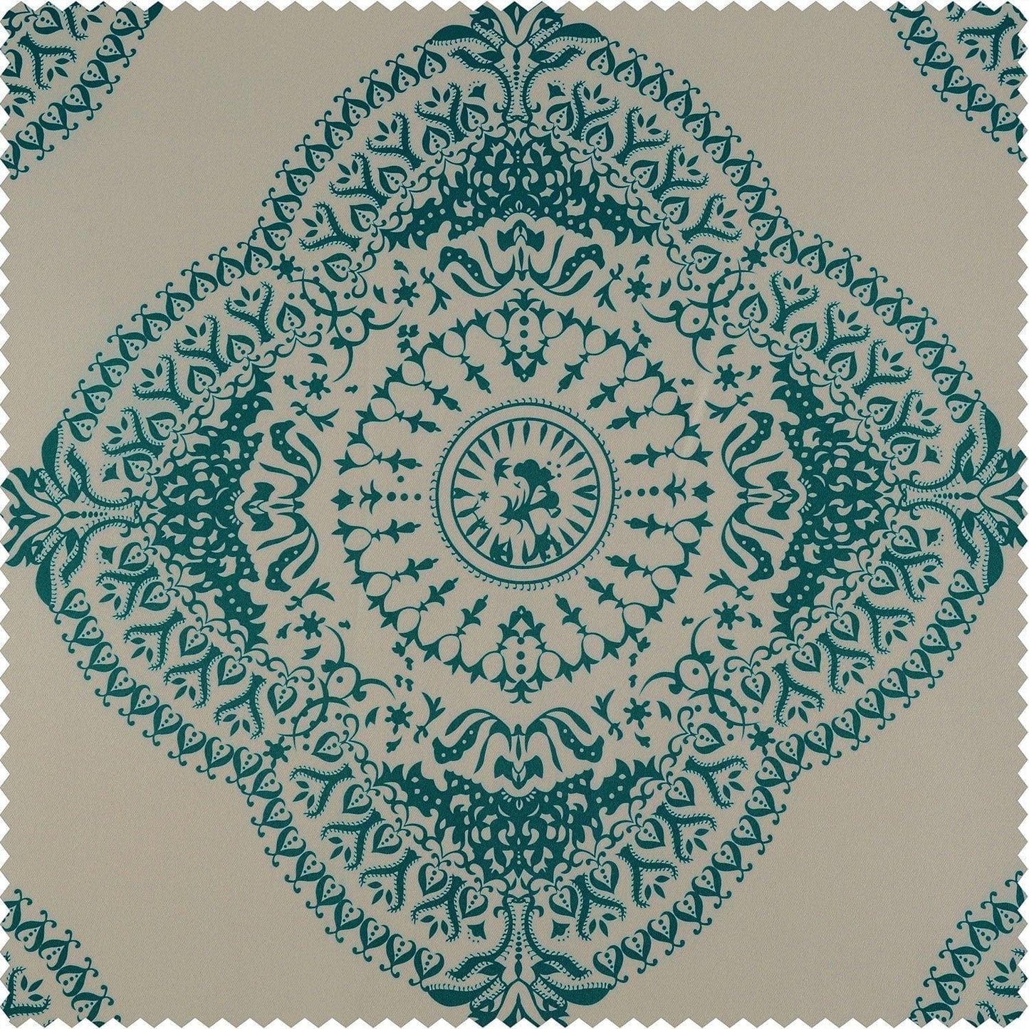 Henna Teal Printed Polyester Swatch - HalfPriceDrapes.com