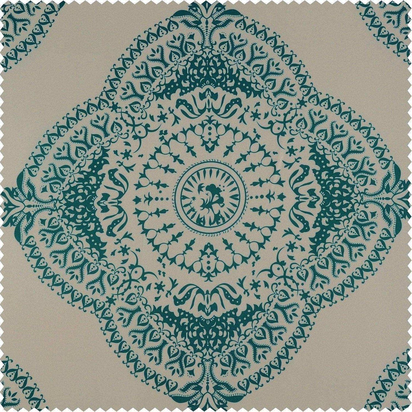 Henna Teal Printed Polyester Swatch - HalfPriceDrapes.com