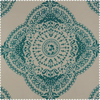 Henna Teal Printed Polyester Swatch - HalfPriceDrapes.com