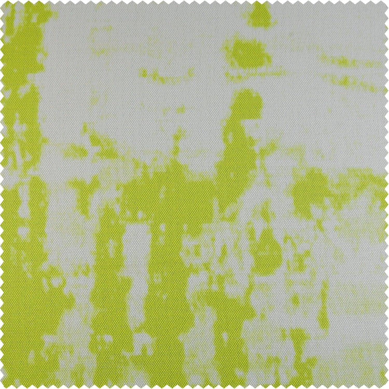 Dapple Green Abstract Printed Faux Linen Room Darkening Curtain