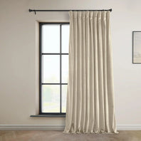 Angora Beige Extra Wide Signature Plush Velvet Hotel Blackout Curtain - HalfPriceDrapes.com