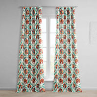 Tribeca Hibiscus Printed Faux Linen Room Darkening Curtain - HalfPriceDrapes.com