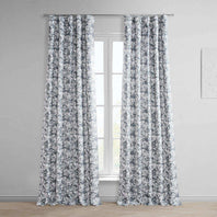 Botanic Grey Printed Faux Linen Room Darkening Curtain - HalfPriceDrapes.com