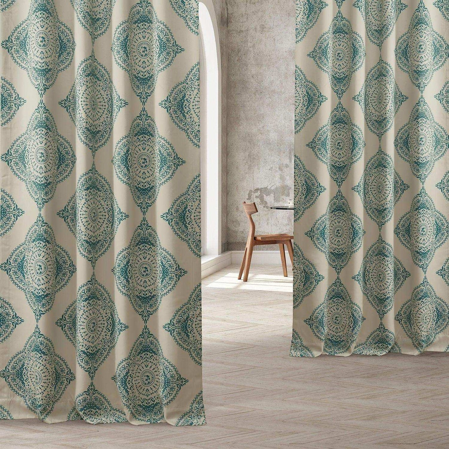 Henna Teal Room Darkening Curtain - HalfPriceDrapes.com